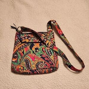 Vera Bradley Neon Paisley Floral Print Crossbody Hobo Bag